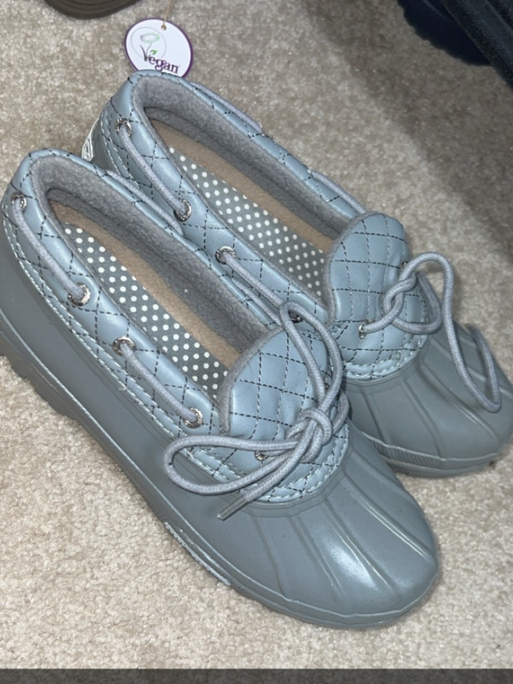 Sperry Light Gray Quilted Duck Slip-On Shoes